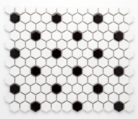 mosaic | ceramic mosaic | Hexagon | H HX 040 – hexagon - white-black, matt, mix