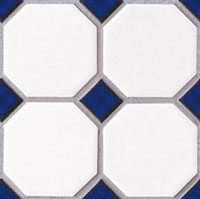 mosaic | ceramic mosaic | Octagon | B OC 280 – octagon matt white with glossy cobalt dots