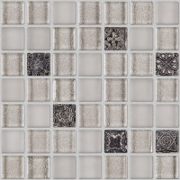 mosaic | glass mosaics SIA | MIX 15 CRYSTAL RESIN | GB15 CRY15 – gray-white, glass + resin